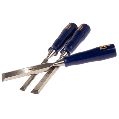 Irwin 3 Piece Steel Bevel Edge Chisel Set, 13.0 mm, 19 mm, 25 mm Blade Width