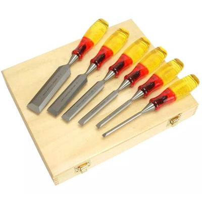 Irwin 6 Piece Steel Bevel Edge Chisel Set, 6.36 mm, 9.53 mm, 12.7 mm, 19.05 mm, 25.04 mm, 31.75 mm Blade Width