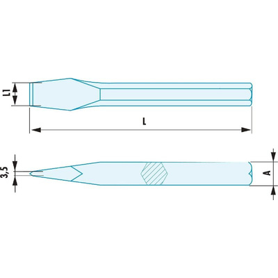 Facom Beryllium Copper Flat Chisel, 300mm Length, 28 mm Blade Width