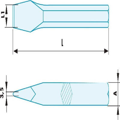 Facom Beryllium Copper Flat Chisel, 200mm Length, 16 mm Blade Width
