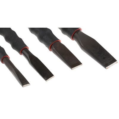 Facom 4 Piece Steel Cold Chisel Set, 15.0 mm, 20.0 mm, 25.0 mm Blade Width