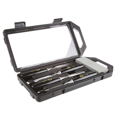 CK 4 Piece Chrome Vanadium Steel Wood Chisel Set, 6.0 mm, 13.0 mm, 19 mm, 25 mm Blade Width