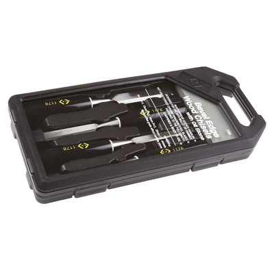 CK 4 Piece Chrome Vanadium Steel Wood Chisel Set, 6.0 mm, 13.0 mm, 19 mm, 25 mm Blade Width