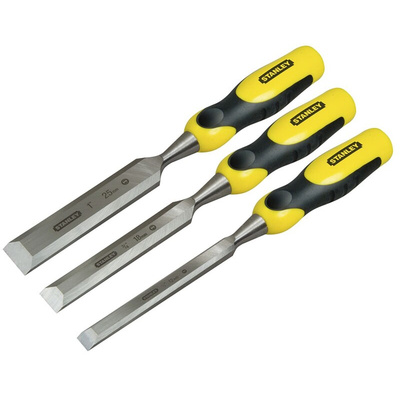 Stanley 3 Piece Carbon Steel Wood Chisel Set, 12.0 mm, 18 mm, 25 mm Blade Width