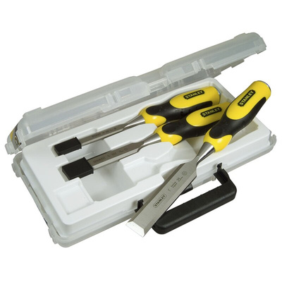 Stanley 3 Piece Carbon Steel Wood Chisel Set, 12.0 mm, 18 mm, 25 mm Blade Width