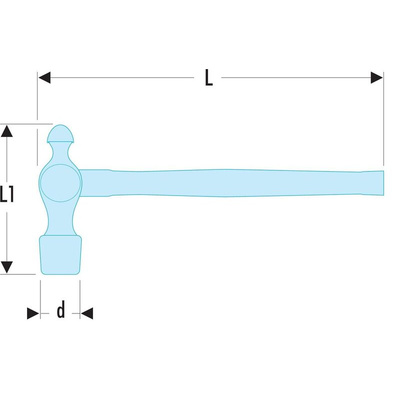 Facom Steel Ball-Pein Hammer with Hickory Wood Handle, 1.1kg