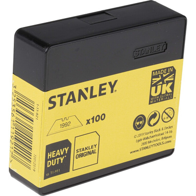 Stanley Flat Safety Knife Blade, 100 per Package