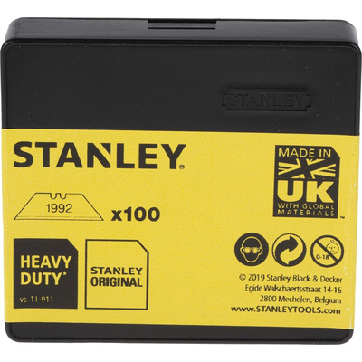 Stanley Flat Safety Knife Blade, 100 per Package