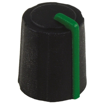 Sifam Potentiometer Knob, Push-On Type, 11mm Knob Diameter, Black, D Shaped Shaft Type, 6mm Shaft