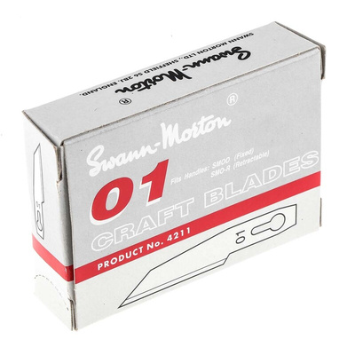 Swann-Morton Carbon Steel Flat Scalpel Blade, SM01, 50 per Package