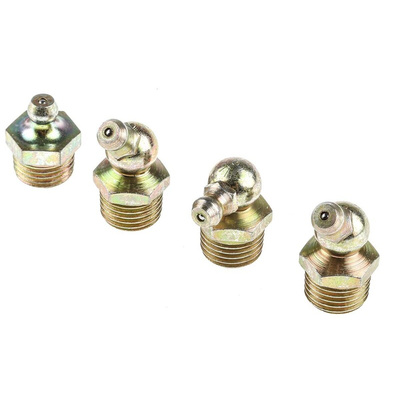 RS PRO Grease Nipple Kit Contains H1 Straight 1/4 in BSP (x50); H2-45 1/4 in BSP (x50); H3-90 1/4 in BSP (x50); Box