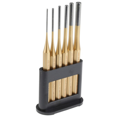 RS PRO 6-Piece Punch, Parallel Pin Punch, 2 → 8 mm Shank