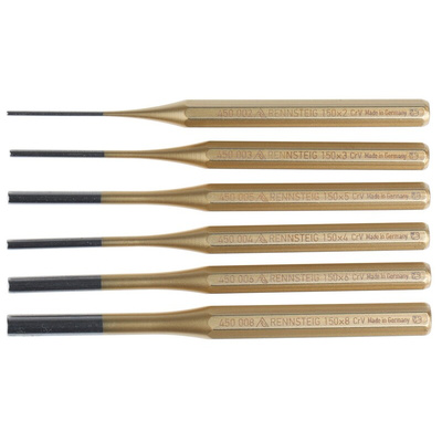 RS PRO 6-Piece Punch, Parallel Pin Punch, 2 → 8 mm Shank