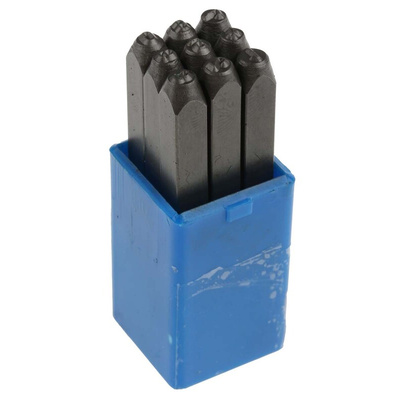 RS PRO 2.5mm x 9 Piece Engraving Punch Set, (Numbers: 0 → 9)