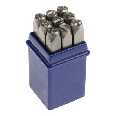 RS PRO 6mm x 9 Piece Engraving Punch Set, (0 → 9)