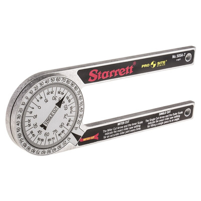 Starrett Metric Prosite Protractor, 7 in Aluminium Blade