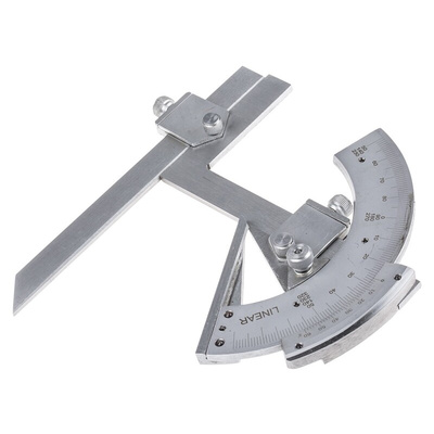 RS PRO 180° Metric Vernier Bevel Protractor, 150 mm Stainless Steel Blade