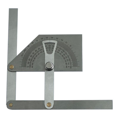 0 - 180° Imperial, Metric  Vernier  Bevel Angle Protractor, 160 mm Stainless Steel Blade