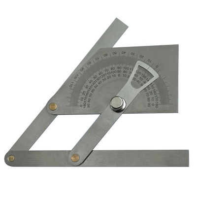 0 - 180° Imperial, Metric  Vernier  Bevel Angle Protractor, 160 mm Stainless Steel Blade