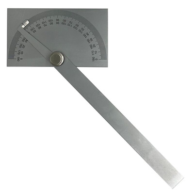 0 - 180° Imperial, Metric  Vernier  Bevel Protractor, 195 mm Steel Blade