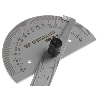 Facom 180° Metric Bevel Depth Gauge Protractor, 170 mm Stainless Steel Blade