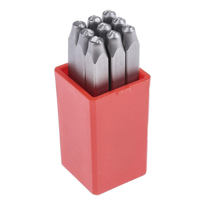 RS PRO 2.5mm x 9 Piece Engraving Number Punch Set, (0 → 8)