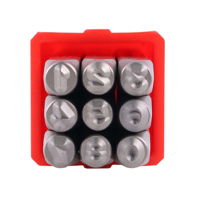 RS PRO 3mm x 9 Piece Engraving Number Punch Set, (0 → 8)