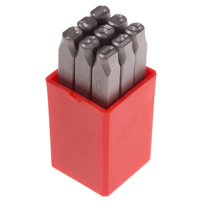 RS PRO 6mm x 9 Piece Engraving Number Punch Set, (0 → 8)
