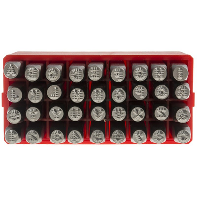 RS PRO 3mm x 36 Piece Engraving Letter Punch Set, (27 Pieces x Capital A → Z English Letter Dot Steel Stamp, 9