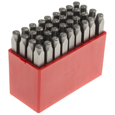 RS PRO 3mm x 36 Piece Engraving Letter Punch Set, (27 Pieces x Capital A → Z English Letter Dot Steel Stamp, 9