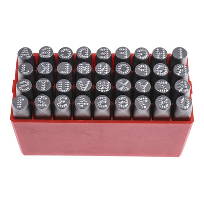 RS PRO 8mm x 36 Piece Engraving Letter Punch Set, (27 Pieces x Capital A → Z English Letter Dot Steel Stamp, 9