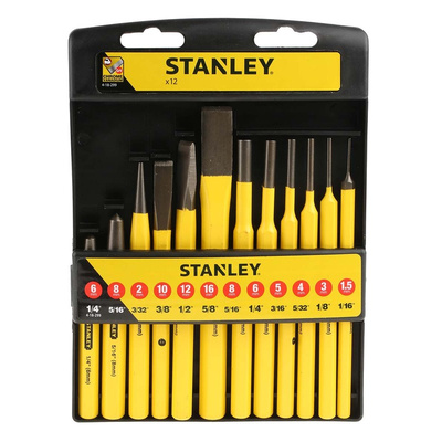 Stanley 12-Piece Punch Set, Pin Punch, 1.5 → 6 mm Shank