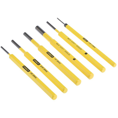 Stanley 6-Piece Punch Set, Pin Punch, 1.5 → 3 mm Shank