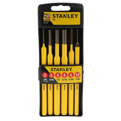 Stanley 6-Piece Punch Set, Pin Punch, 1.5 → 3 mm Shank