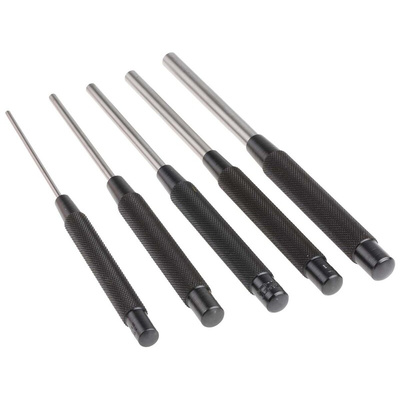 Starrett 5-Piece Punch Set, Pin Punch, 1/8 → 3/8 in Shank