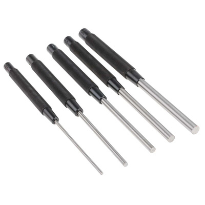 Starrett 5-Piece Punch Set, Pin Punch, 1/8 → 3/8 in Shank