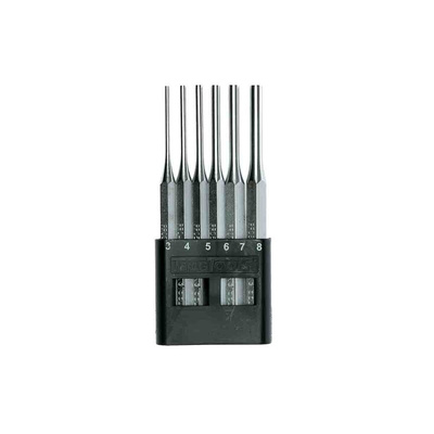 Teng Tools 6-Piece Punch Set, Parallel Pin Punch, 3 → 8 mm Shank