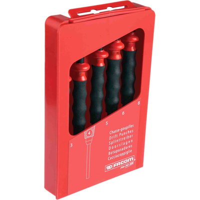 Facom 5-Piece Punch Set, Anti-Vibration Punch, 3 → 8 mm Shank