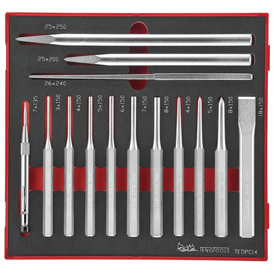 Teng Tools 14-Piece Punch, 265 mm Overall
