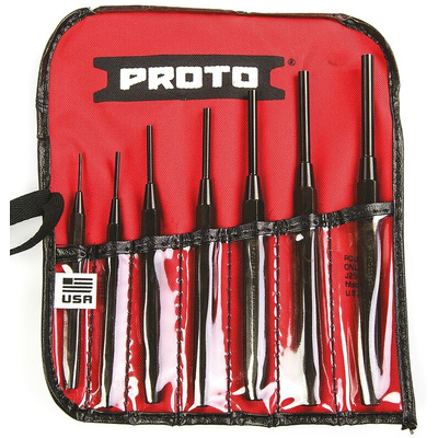 Stanley 7-Piece Punch Set, Pin Punch, 1/4 → 1/8 in Shank