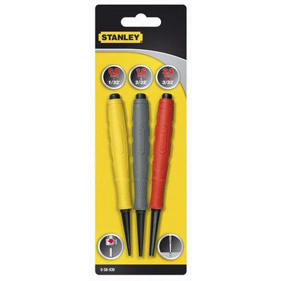 Stanley 3-Piece Punch Set, Pin Punch, 0.8 → 2.4 mm Shank