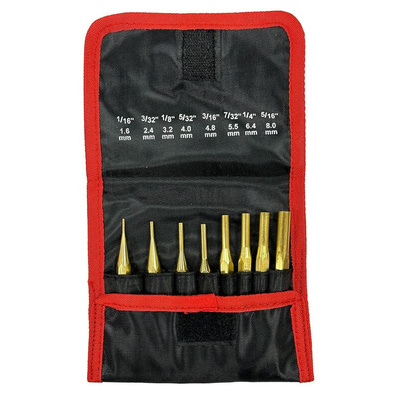 8-Piece Punch Set, Pin Punch, 1.6 → 8 mm Shank, 88.9 mm Overall