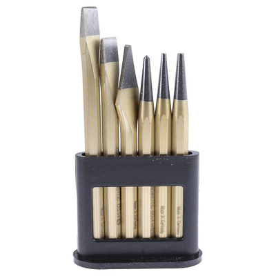 RS PRO 6-Piece Punch Set, Pin Punch, 3 → 4 mm Shank