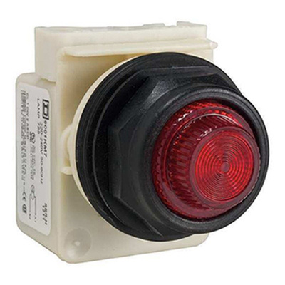 Square D, Harmony 9001SK, Panel Mount Red Indicator, 30mm Cutout, 220 → 240V ac