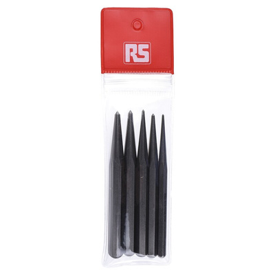 RS PRO 5-Piece Punch Set, Centre Punch, 1/16 → 5/32 in Shank