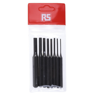 RS PRO 8-Piece Punch Set, Parallel Pin Punch, 1/16 to 7/32 in Shank