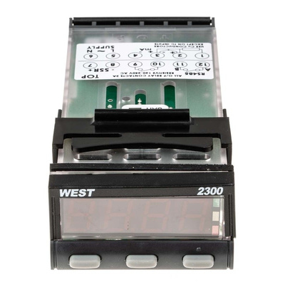 West Instruments N2300 PID Temperature Controller, 49 x 25mm, 2 Output Relay, 100 V ac, 240 V ac Supply Voltage ON/OFF