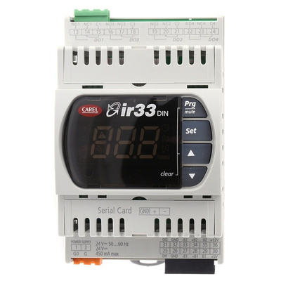 Carel DN33 PID Temperature Controller, 144 x 70mm, 1 Output Relay, 24 V ac/dc Supply Voltage