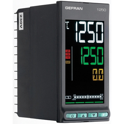 Gefran 1250 PID Temperature Controller, 48 x 96mm, 3 Output Analogue, Relay, 100  240 V ac Supply Voltage