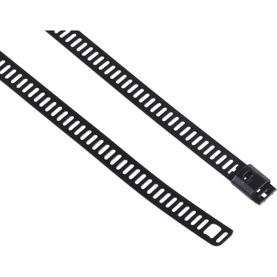 RS PRO Black Cable Tie Polyester Coated Stainless Steel Ladder, 610mm x 7 mm